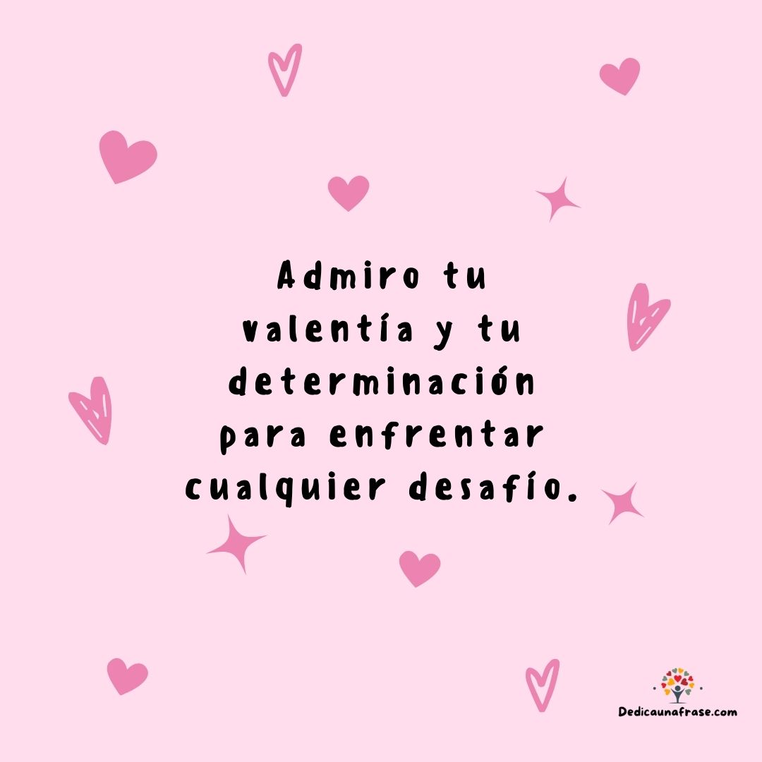 Admiro tu valentía y tu determinación para enfrentar cualquier desafío