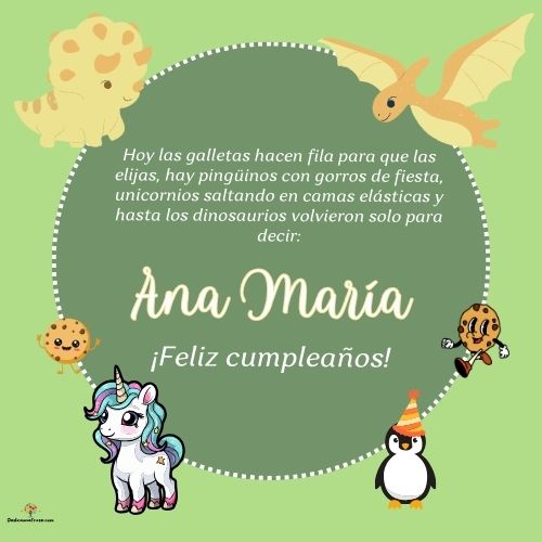 Imagen de feliz cumpleaños para Ana María: «Hoy las galletas hacen fila para que las elijas, hay pingüinos con gor…»