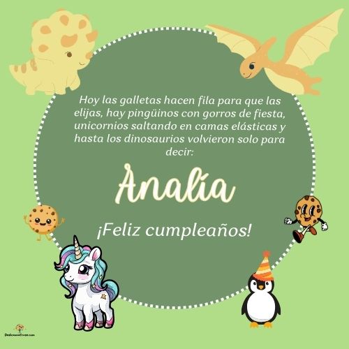 Imagen de feliz cumpleaños para Analía: «Hoy las galletas hacen fila para que las elijas, hay pingüinos con gor…»