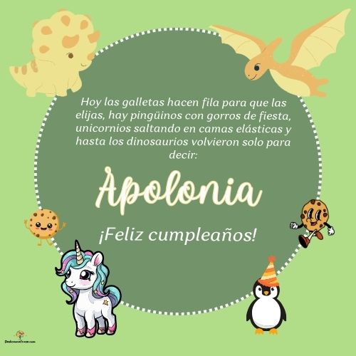 Imagen de feliz cumpleaños para Apolonia: «Hoy las galletas hacen fila para que las elijas, hay pingüinos con gor…»