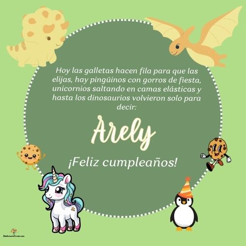 Imagen de feliz cumpleaños para Arely: «Hoy las galletas hacen fila para que las elijas, hay pingüinos con gor…»