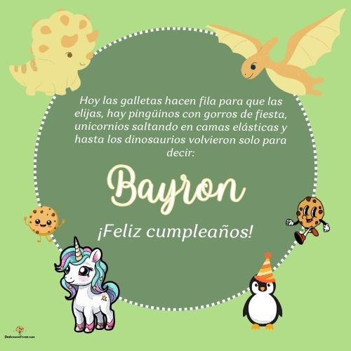 Imagen de feliz cumpleaños para Bayron: «Hoy las galletas hacen fila para que las elijas, hay pingüinos con gor…»