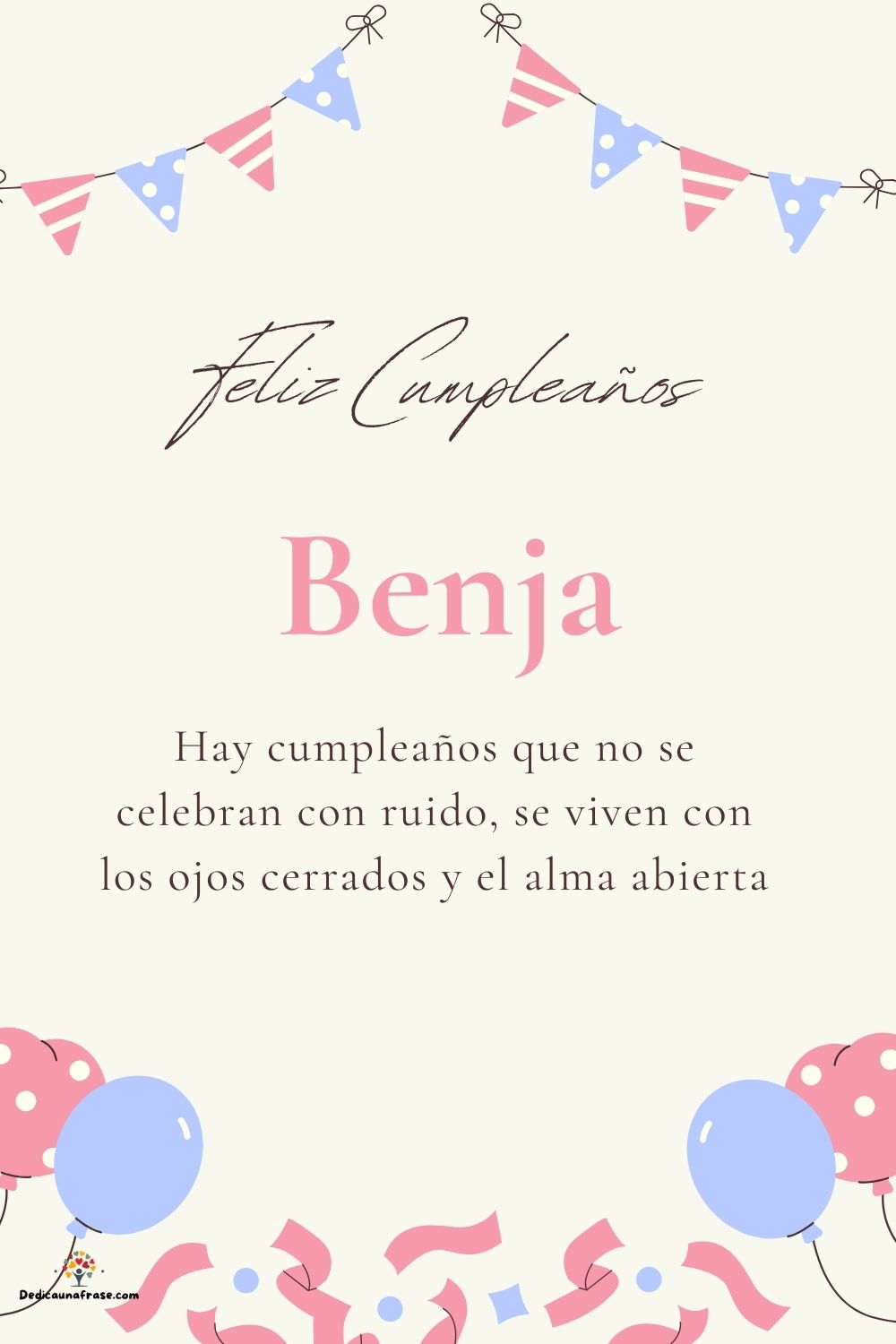 Imagen de feliz cumpleaños para Benja: «Hay cumpleaños que no se celebran con ruido, se viven con los ojos cer…»