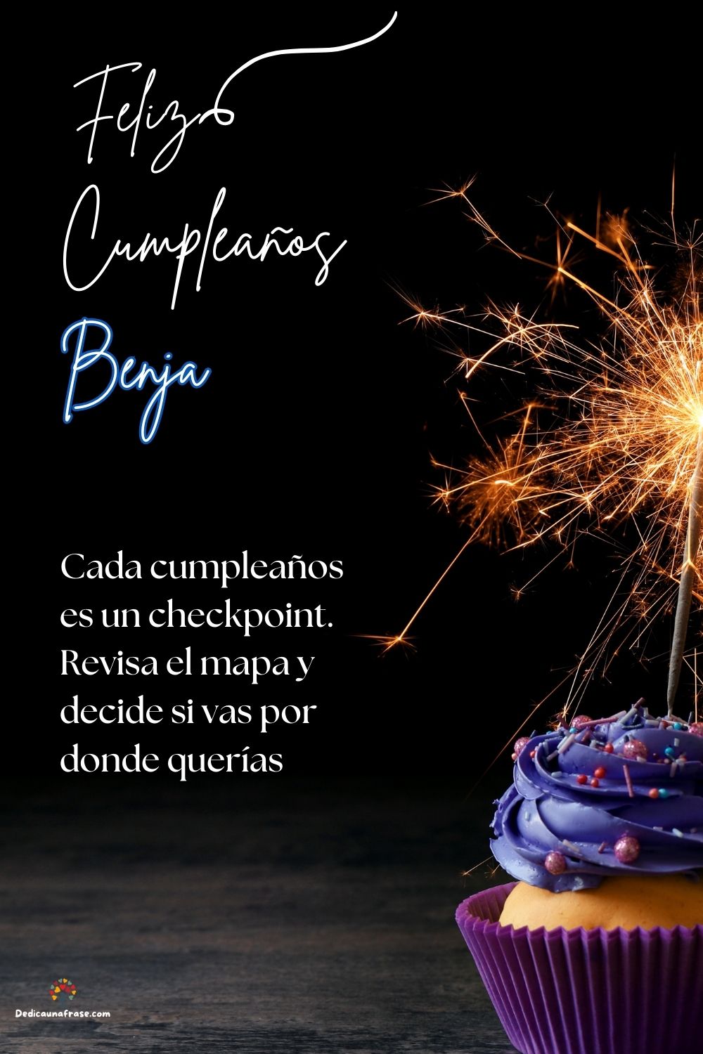 Imagen de feliz cumpleaños para Benja: «Cada cumpleaños es un checkpoint. Revisa el mapa y decide si vas por d…»
