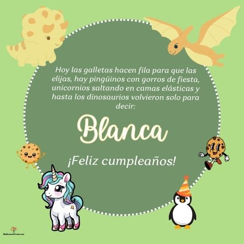 Imagen de feliz cumpleaños para Blanca: «Hoy las galletas hacen fila para que las elijas, hay pingüinos con gor…»