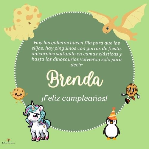 Imagen de feliz cumpleaños para Brenda: «Hoy las galletas hacen fila para que las elijas, hay pingüinos con gor…»