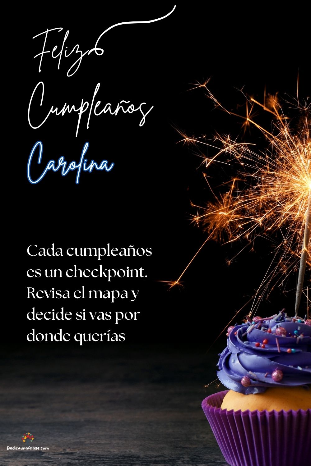 Imagen de feliz cumpleaños para Carolina: «Cada cumpleaños es un checkpoint. Revisa el mapa y decide si vas por d…»