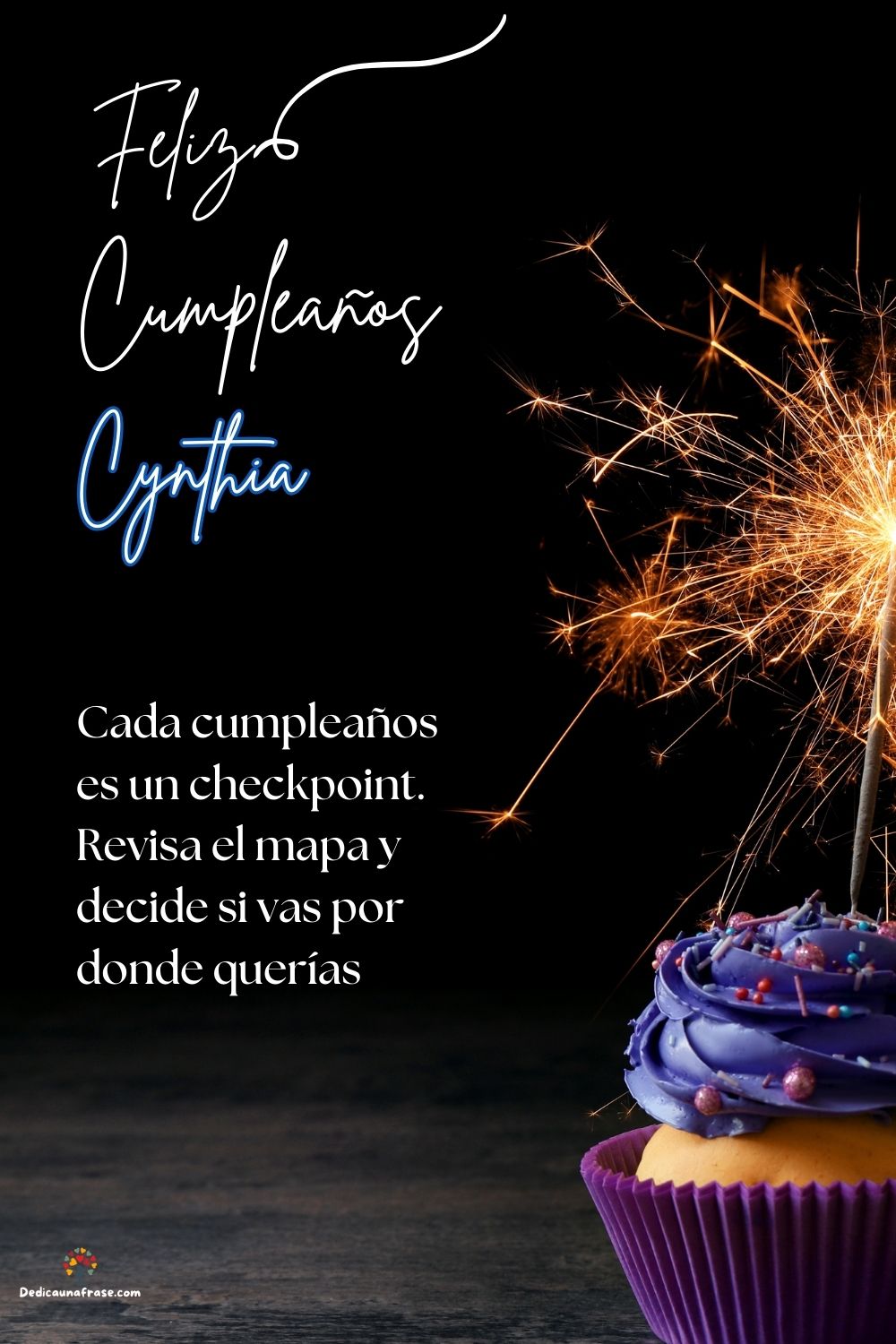 Imagen de feliz cumpleaños para Cynthia: «Cada cumpleaños es un checkpoint. Revisa el mapa y decide si vas por d…»