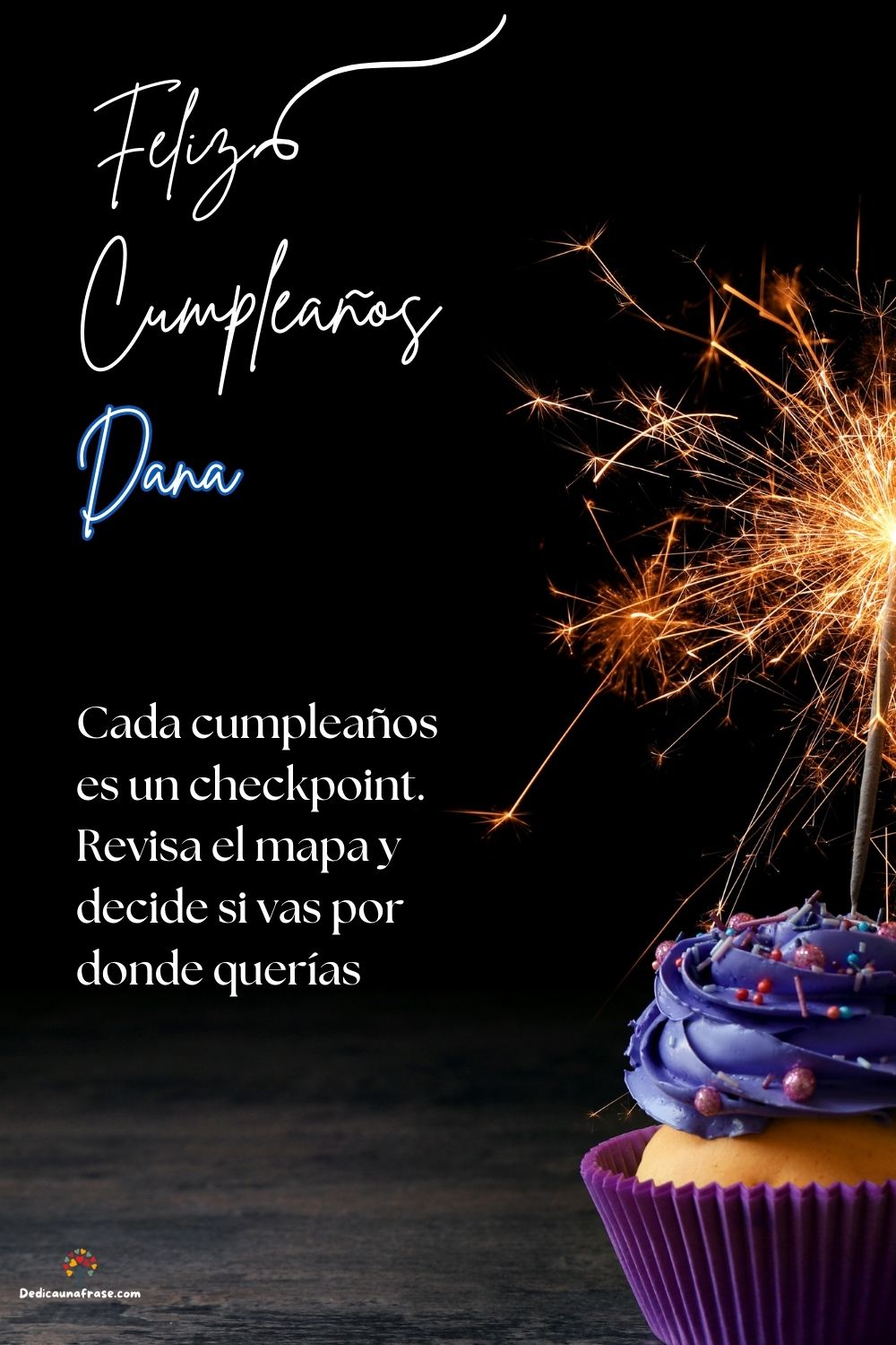 Imagen de feliz cumpleaños para Dana: «Cada cumpleaños es un checkpoint. Revisa el mapa y decide si vas por d…»