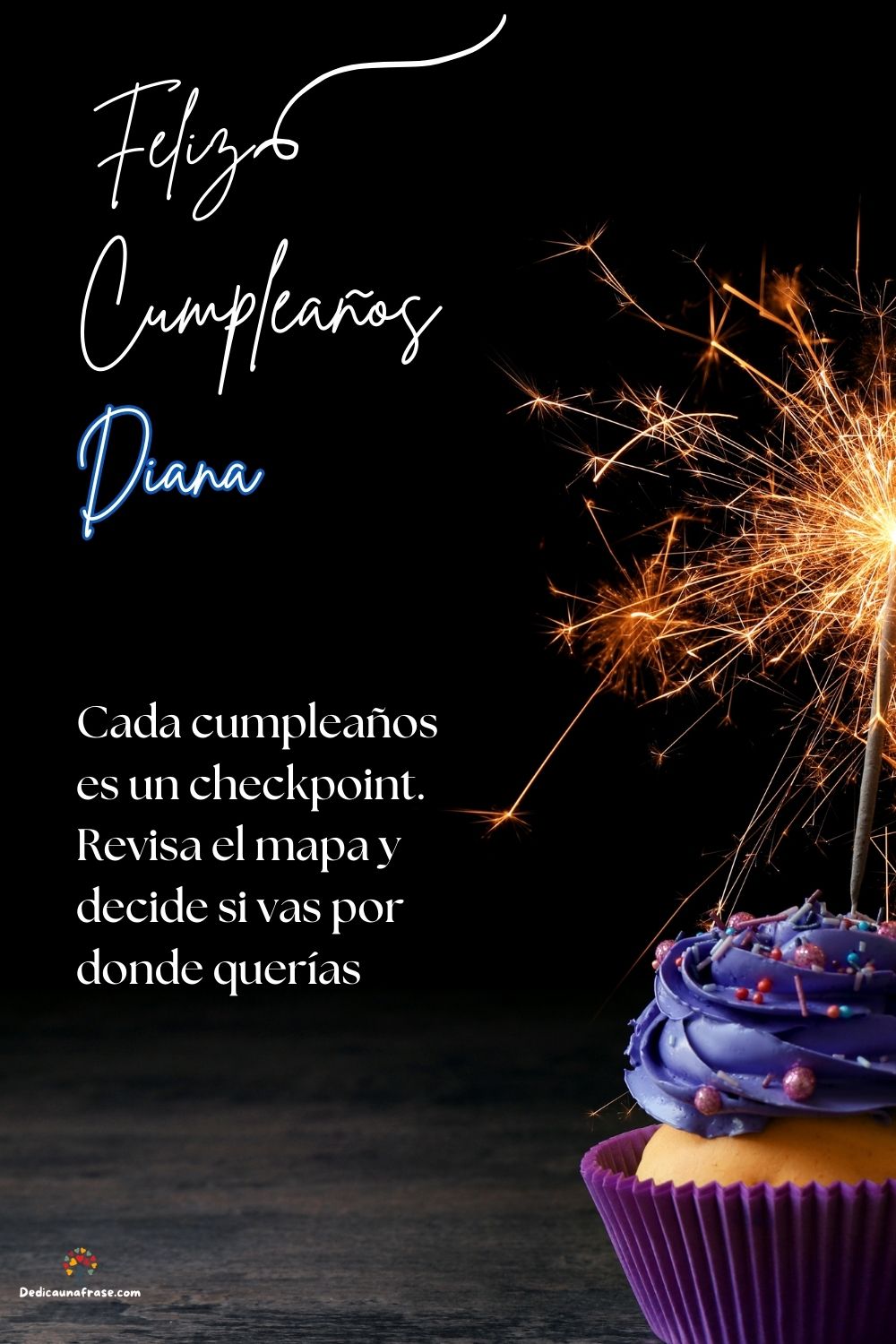 Imagen de feliz cumpleaños para Diana: «Cada cumpleaños es un checkpoint. Revisa el mapa y decide si vas por d…»