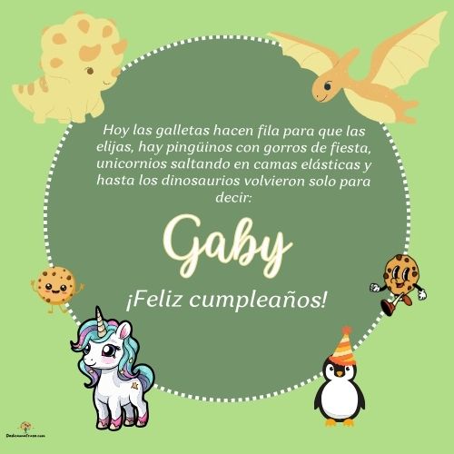 Imagen de feliz cumpleaños para Gaby: «Hoy las galletas hacen fila para que las elijas, hay pingüinos con gor…»