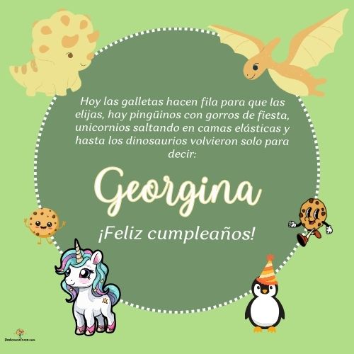 Imagen de feliz cumpleaños para Georgina: «Hoy las galletas hacen fila para que las elijas, hay pingüinos con gor…»