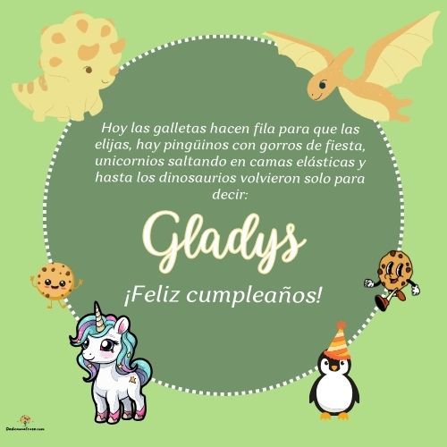 Imagen de feliz cumpleaños para Gladys: «Hoy las galletas hacen fila para que las elijas, hay pingüinos con gor…»