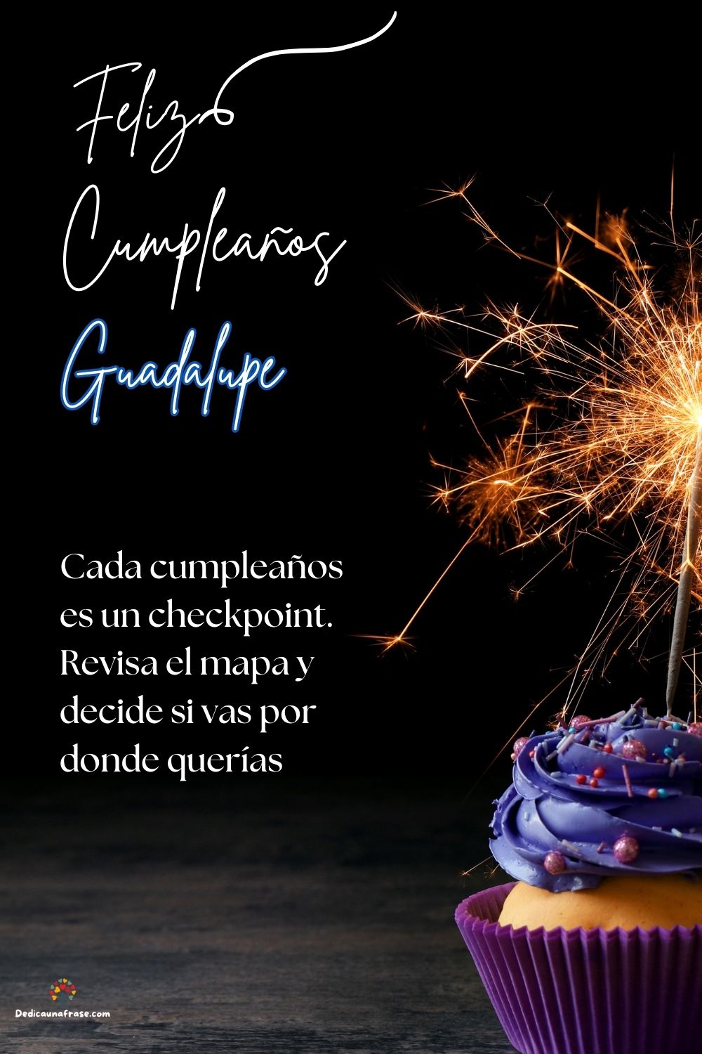 Imagen de feliz cumpleaños para Guadalupe: «Cada cumpleaños es un checkpoint. Revisa el mapa y decide si vas por d…»