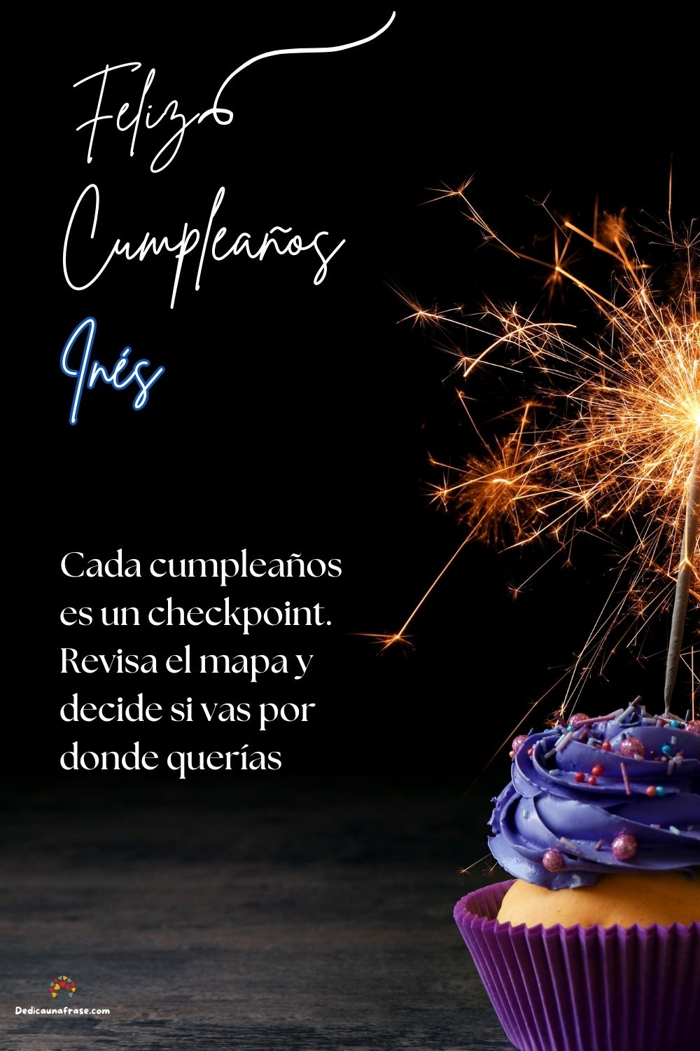 Imagen de feliz cumpleaños para Inés: «Cada cumpleaños es un checkpoint. Revisa el mapa y decide si vas por d…»