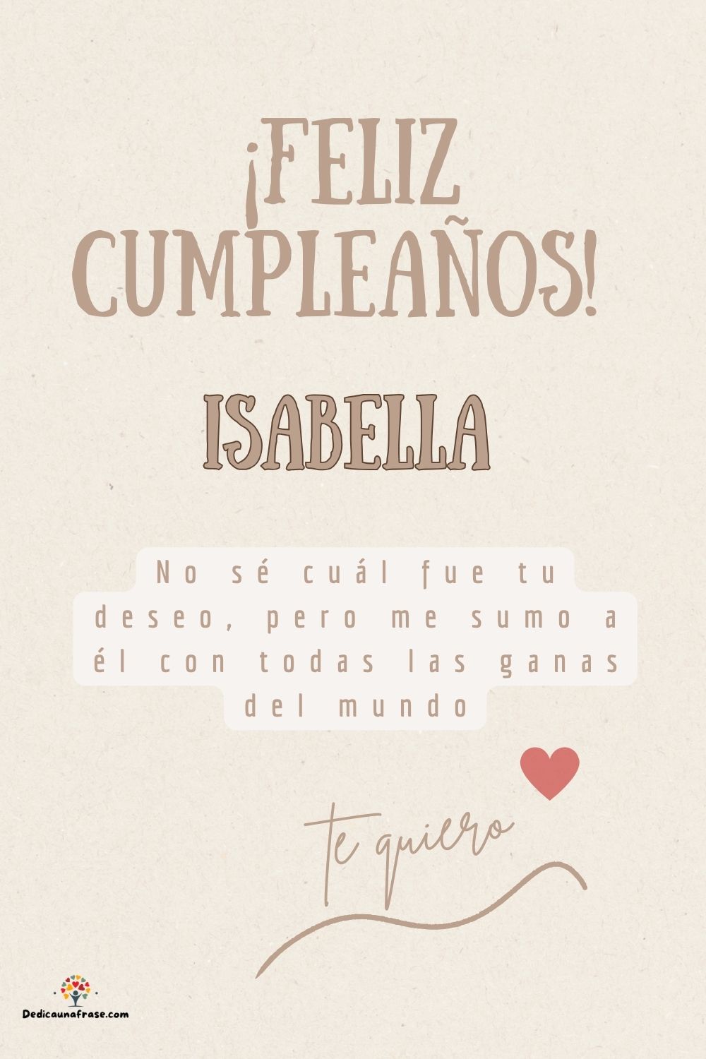 Imagen de feliz cumpleaños para Isabella: «No sé cuál fue tu deseo, pero me sumo a él con todas las ganas del mun…»