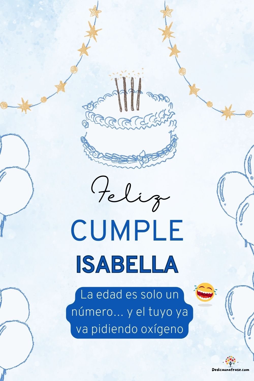 Imagen de feliz cumpleaños para Isabella: «La edad es solo un número… y el tuyo ya va pidiendo oxígeno…»