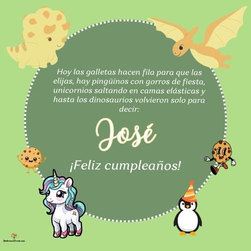 Imagen de feliz cumpleaños para José: «Hoy las galletas hacen fila para que las elijas, hay pingüinos con gor…»