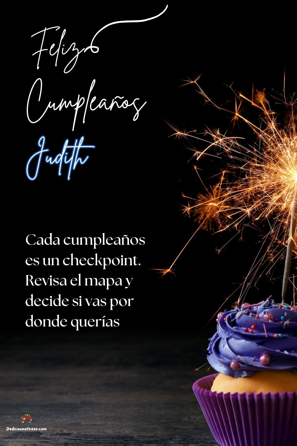 Imagen de feliz cumpleaños para Judith: «Cada cumpleaños es un checkpoint. Revisa el mapa y decide si vas por d…»