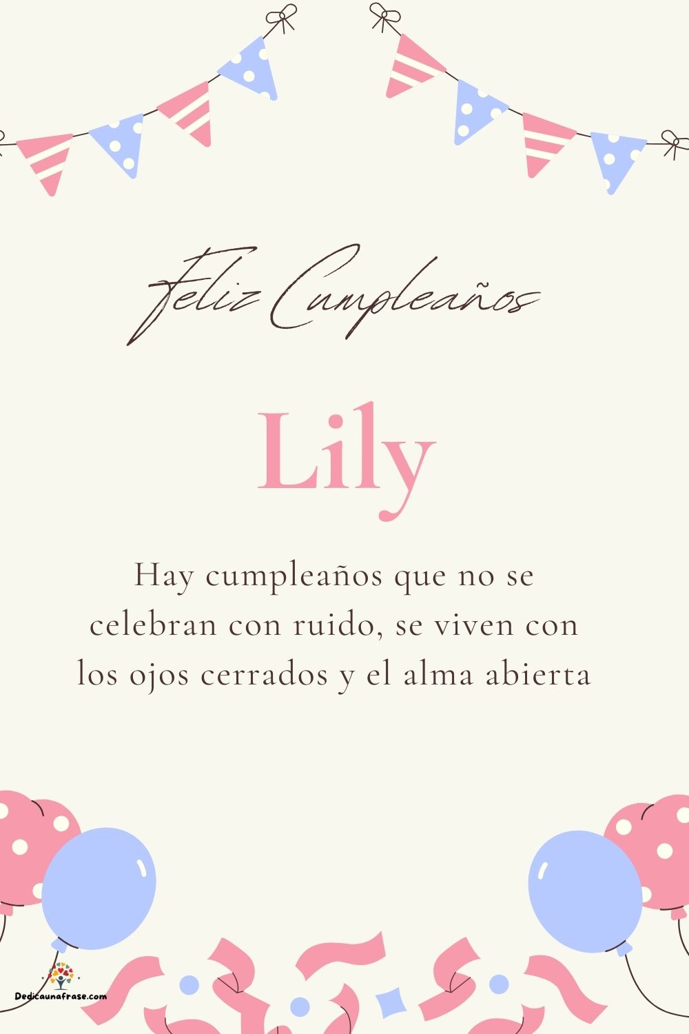 Imagen de feliz cumpleaños para Lily: «Hay cumpleaños que no se celebran con ruido, se viven con los ojos cer…»