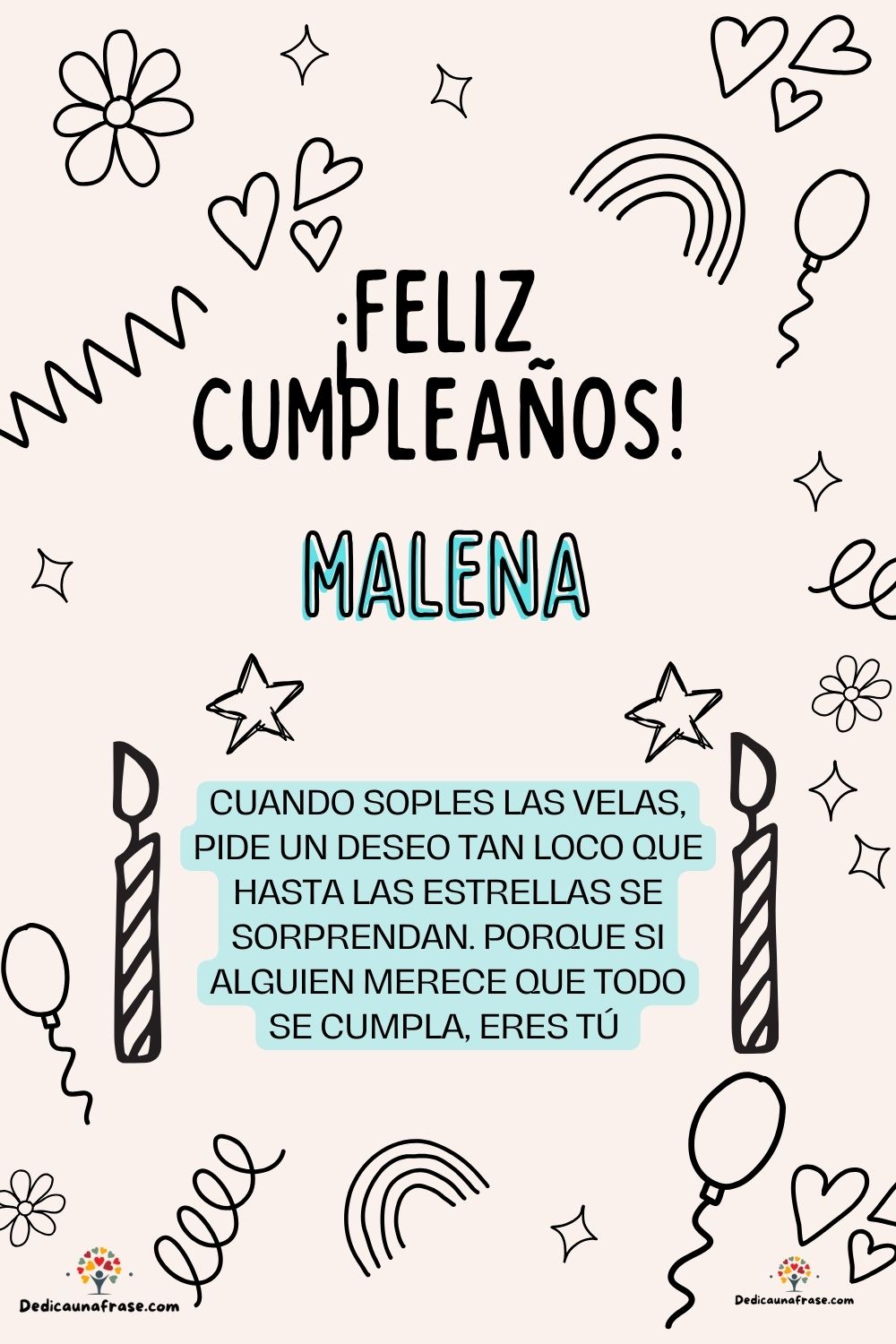 Imagen de feliz cumpleaños para Malena: «Cuando soples las velas, pide un deseo tan loco que hasta las estrella…»