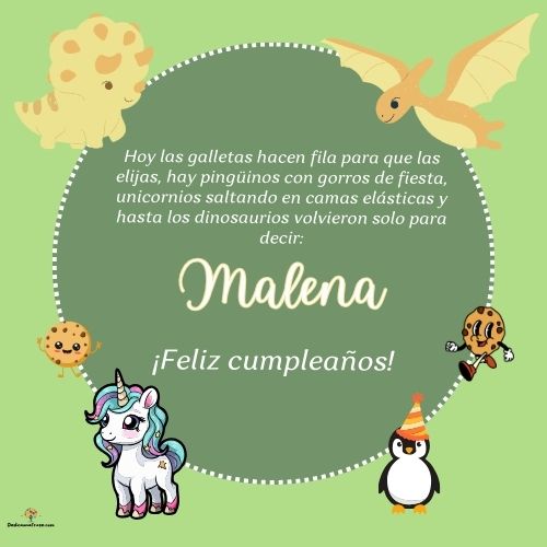 Imagen de feliz cumpleaños para Malena: «Hoy las galletas hacen fila para que las elijas, hay pingüinos con gor…»