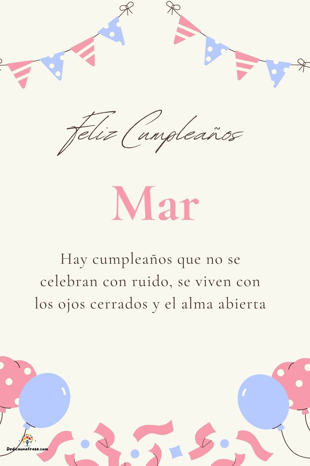 Imagen de feliz cumpleaños para Mar: «Hay cumpleaños que no se celebran con ruido, se viven con los ojos cer…»