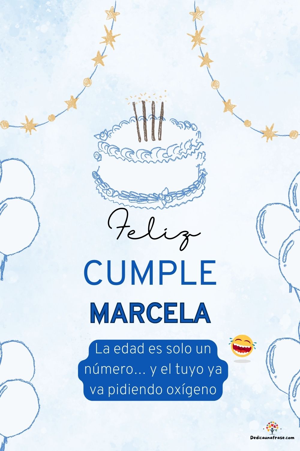 Imagen de feliz cumpleaños para Marcela: «La edad es solo un número… y el tuyo ya va pidiendo oxígeno…»