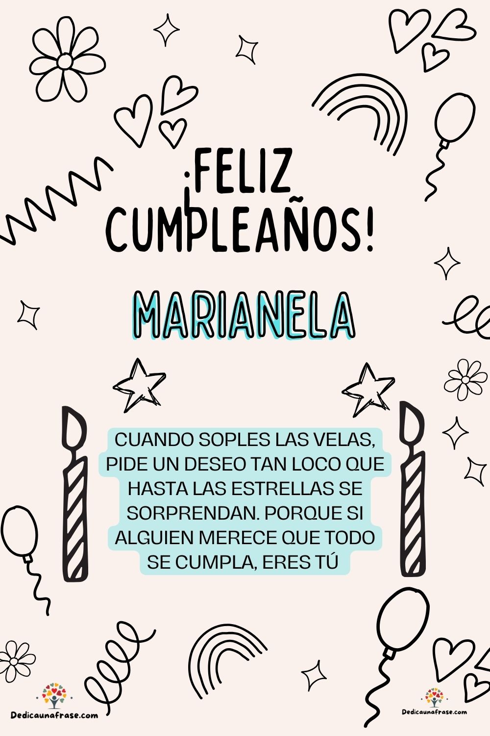 Imagen de feliz cumpleaños para María: «Cuando soples las velas, pide un deseo tan loco que hasta las estrella…»