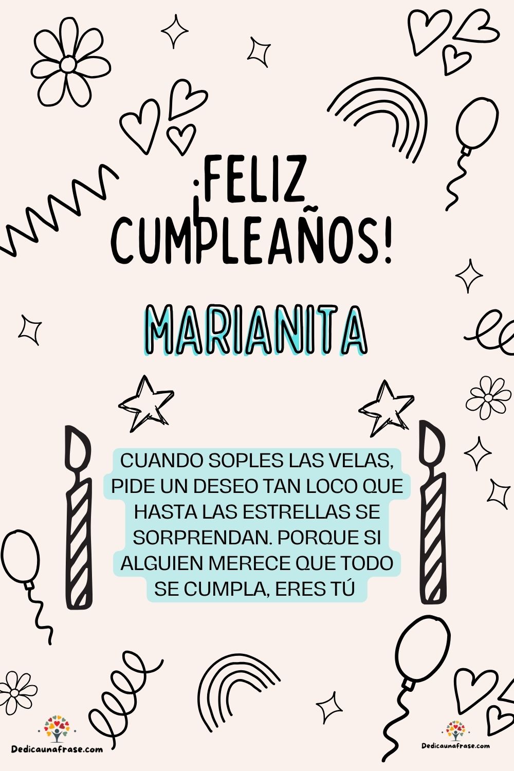 Imagen de feliz cumpleaños para Mariana: «Cuando soples las velas, pide un deseo tan loco que hasta las estrella…»