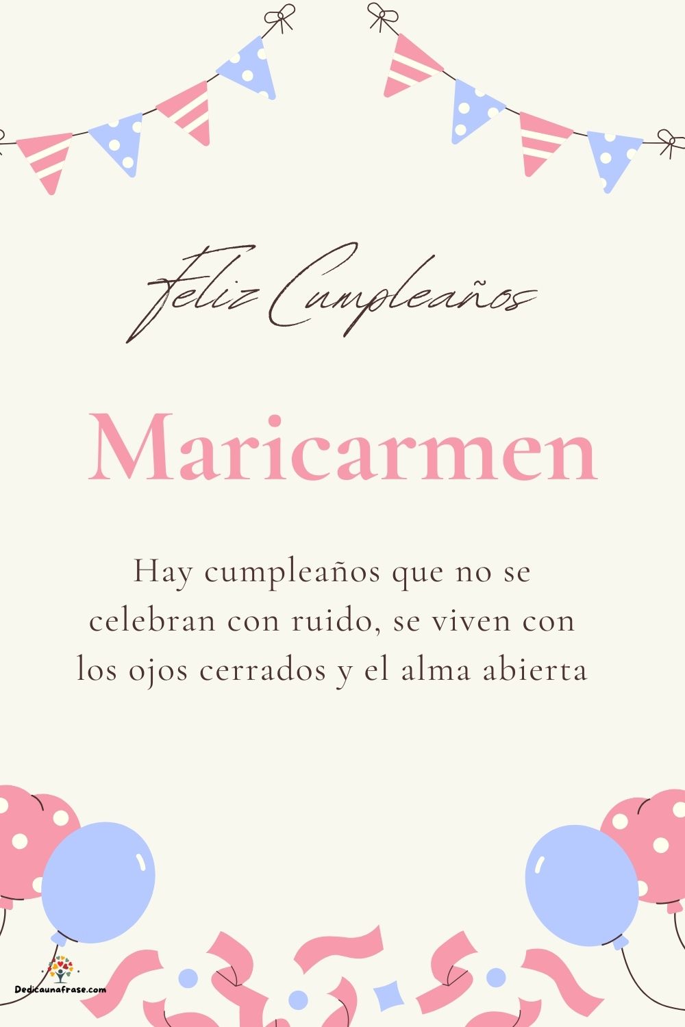 Imagen de feliz cumpleaños para Maricarmen: «Hay cumpleaños que no se celebran con ruido, se viven con los ojos cer…»