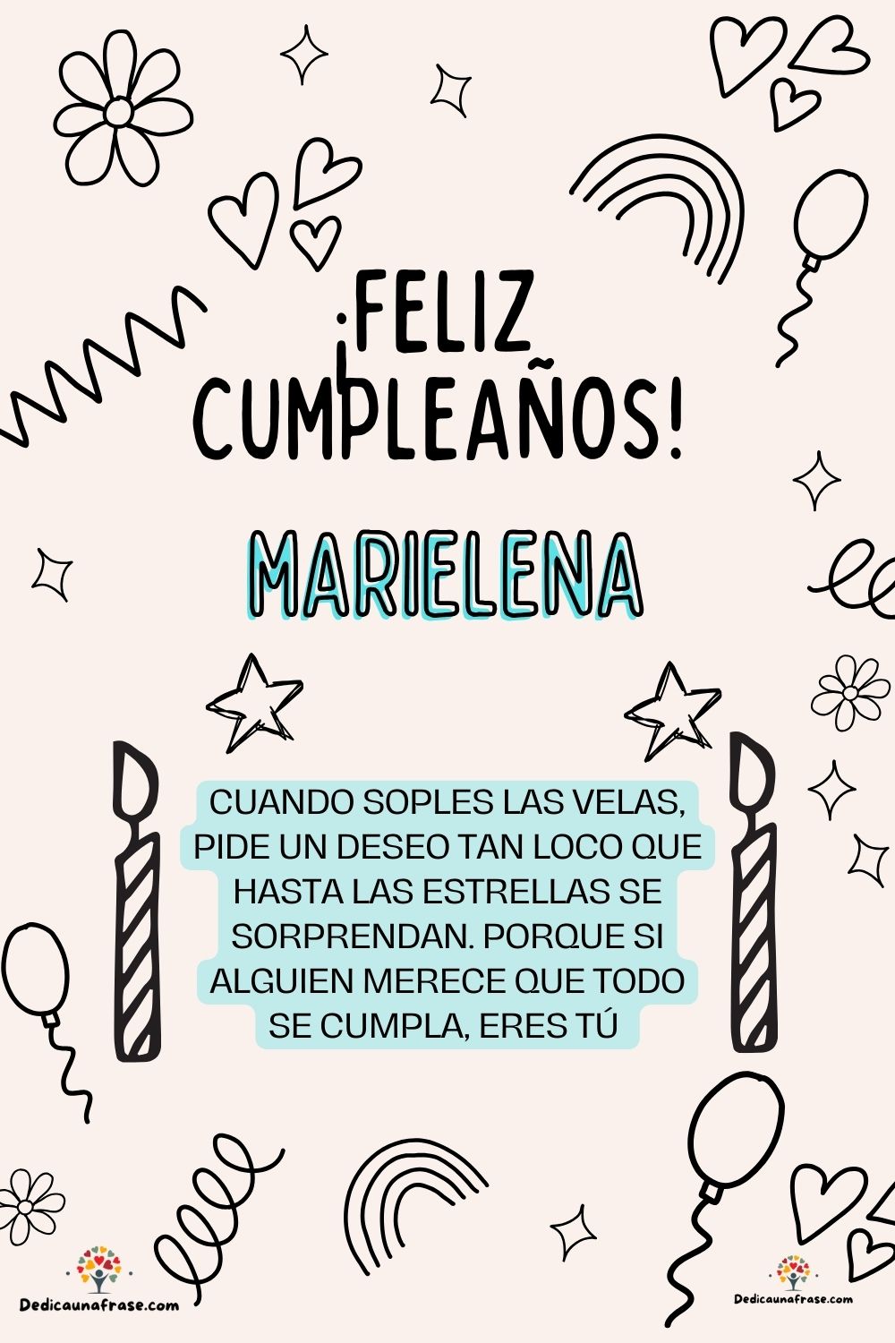 Imagen de feliz cumpleaños para Maricarmen: «Cuando soples las velas, pide un deseo tan loco que hasta las estrella…»