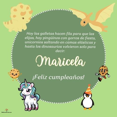 Imagen de feliz cumpleaños para Maricela: «Hoy las galletas hacen fila para que las elijas, hay pingüinos con gor…»