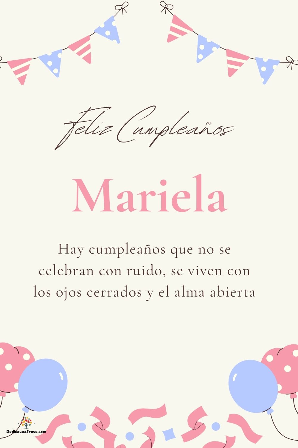 Imagen de feliz cumpleaños para Mariela: «Hay cumpleaños que no se celebran con ruido, se viven con los ojos cer…»