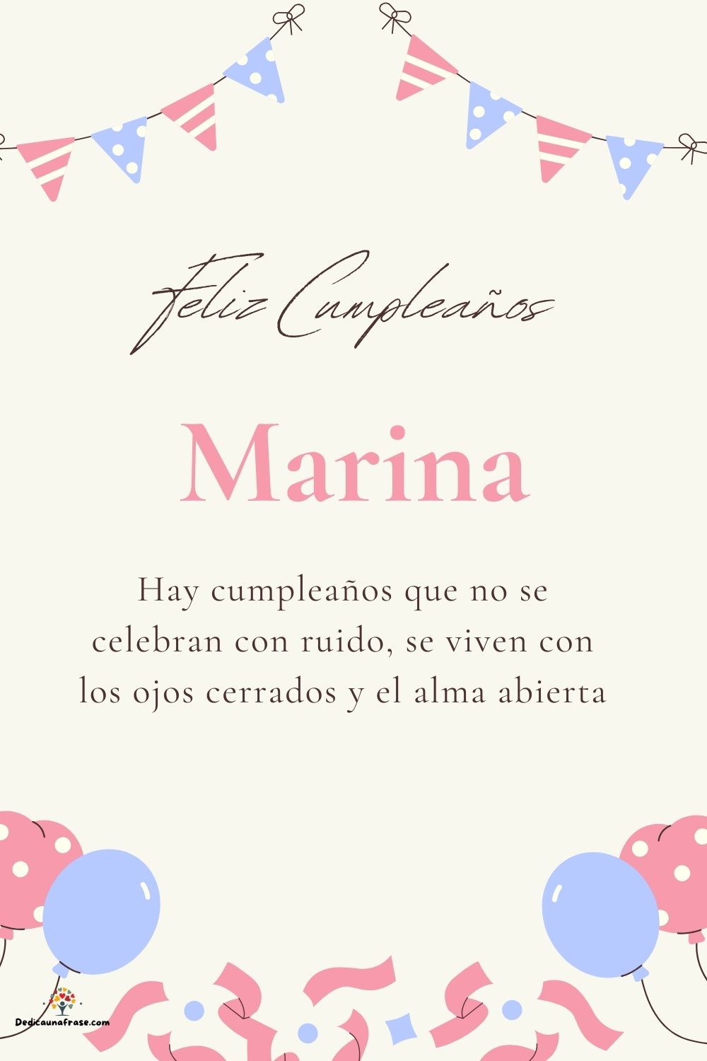 Imagen de feliz cumpleaños para Marina: «Hay cumpleaños que no se celebran con ruido, se viven con los ojos cer…»