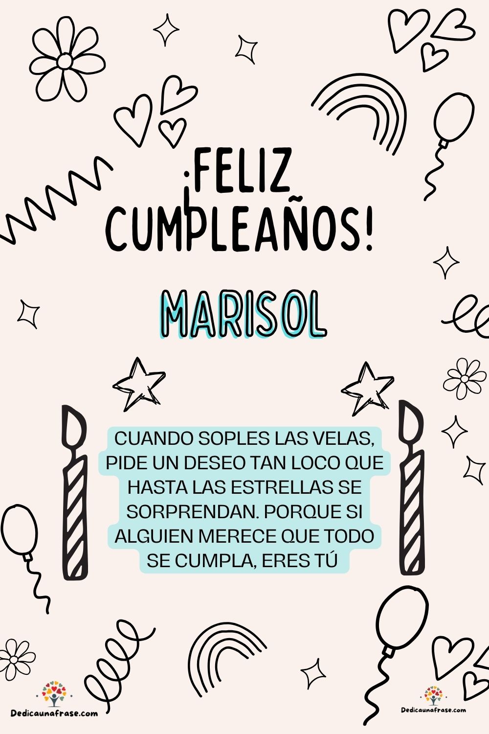 Imagen de feliz cumpleaños para Marina: «Cuando soples las velas, pide un deseo tan loco que hasta las estrella…»