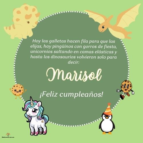 Imagen de feliz cumpleaños para Marisol: «Hoy las galletas hacen fila para que las elijas, hay pingüinos con gor…»