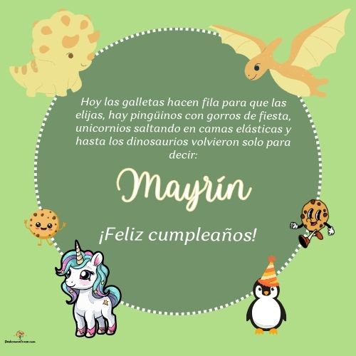 Imagen de feliz cumpleaños para Mayrín: «Hoy las galletas hacen fila para que las elijas, hay pingüinos con gor…»