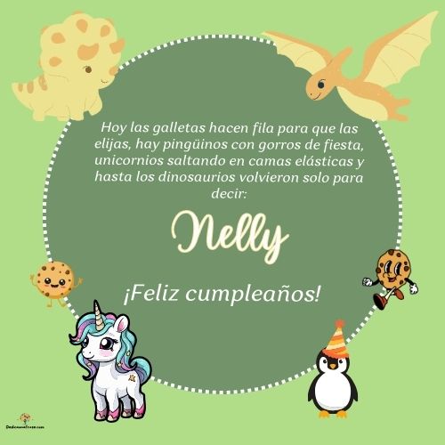 Imagen de feliz cumpleaños para Nelly: «Hoy las galletas hacen fila para que las elijas, hay pingüinos con gor…»