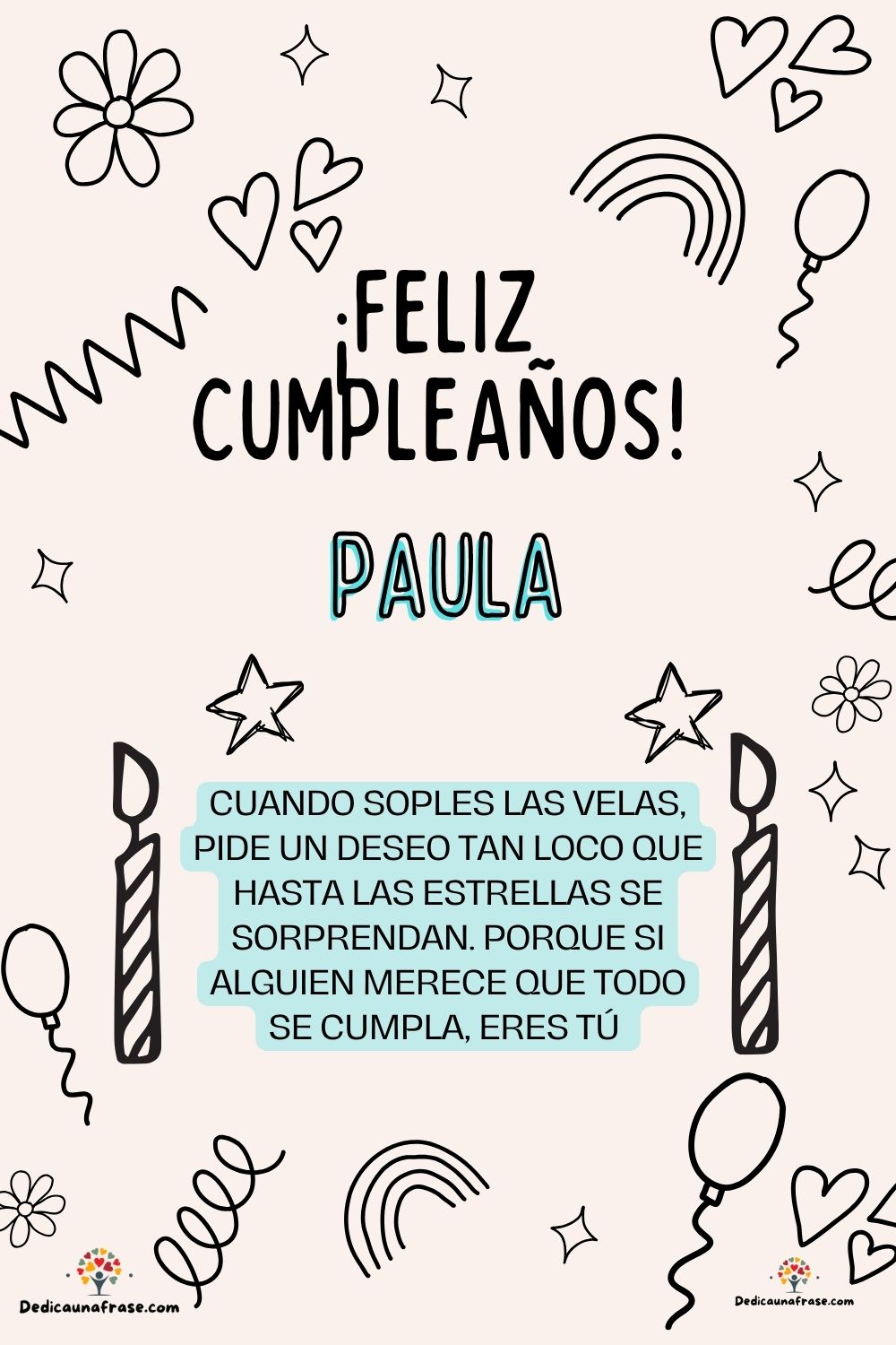 Imagen de feliz cumpleaños para Paty: «Cuando soples las velas, pide un deseo tan loco que hasta las estrella…»