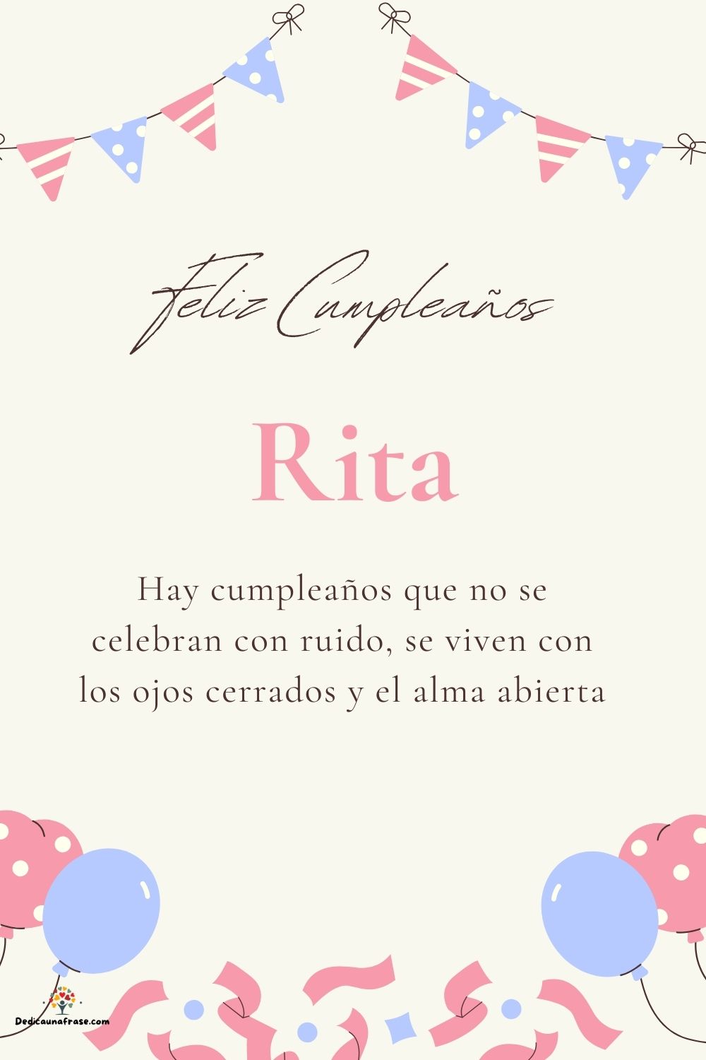 Imagen de feliz cumpleaños para Rita: «Hay cumpleaños que no se celebran con ruido, se viven con los ojos cer…»