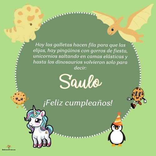 Imagen de feliz cumpleaños para Saulo: «Hoy las galletas hacen fila para que las elijas, hay pingüinos con gor…»