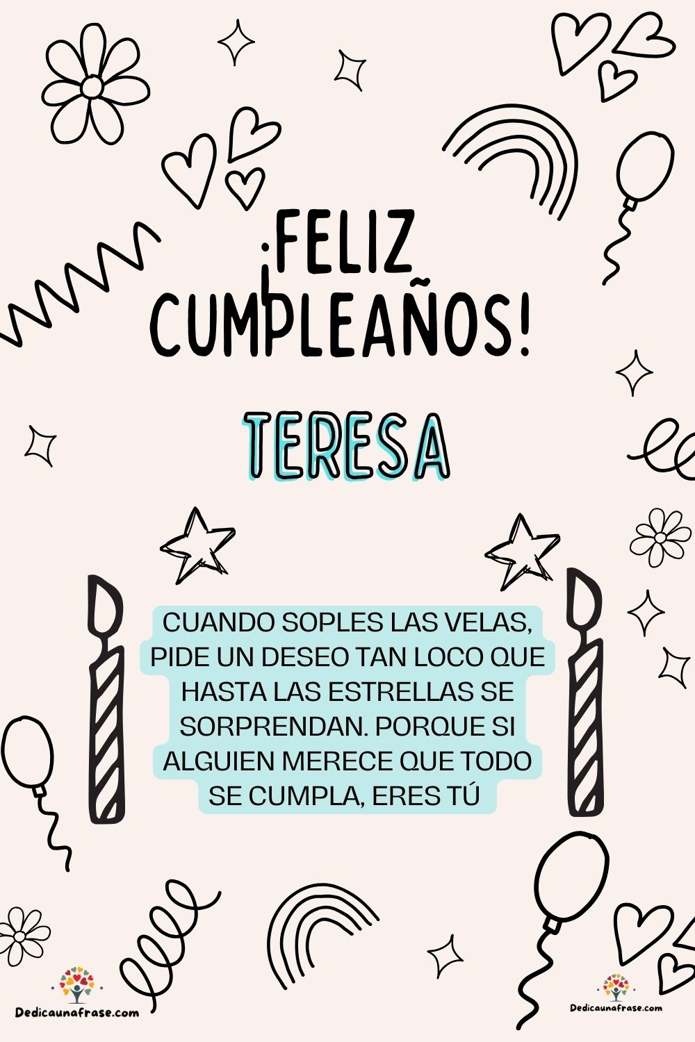Imagen de feliz cumpleaños para Teo: «Cuando soples las velas, pide un deseo tan loco que hasta las estrella…»
