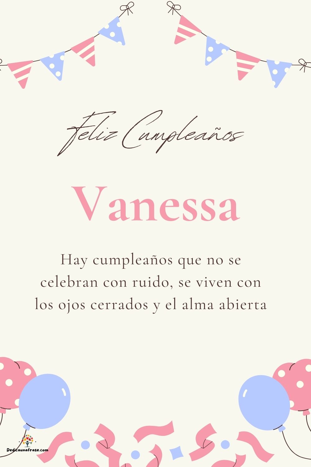 Imagen de feliz cumpleaños para Vanessa: «Hay cumpleaños que no se celebran con ruido, se viven con los ojos cer…»