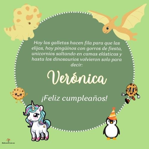 Imagen de feliz cumpleaños para Verónica: «Hoy las galletas hacen fila para que las elijas, hay pingüinos con gor…»