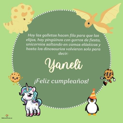 Imagen de feliz cumpleaños para Yaneli: «Hoy las galletas hacen fila para que las elijas, hay pingüinos con gor…»